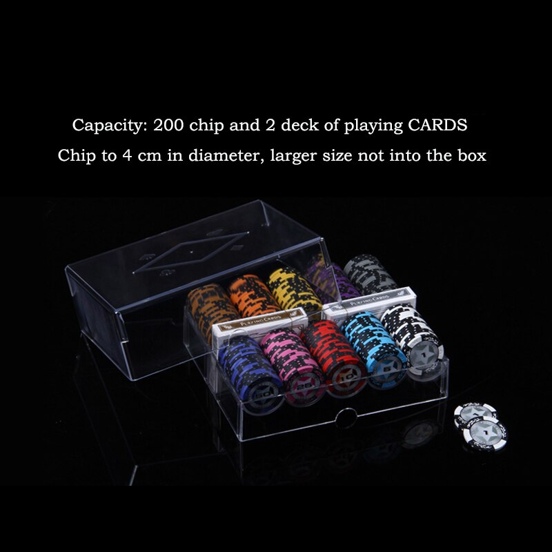 1pc Poker Chip Box Capacity 200pc for Dia.4cm Clear Holder with Lid