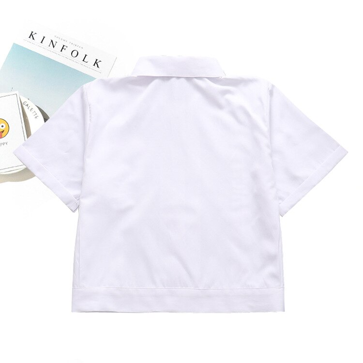 Uniforme scolaire japonais pour filles, chemise blanche à manches courtes, col carré pointu, taille courte, costume de marin Jk, uniforme de travail