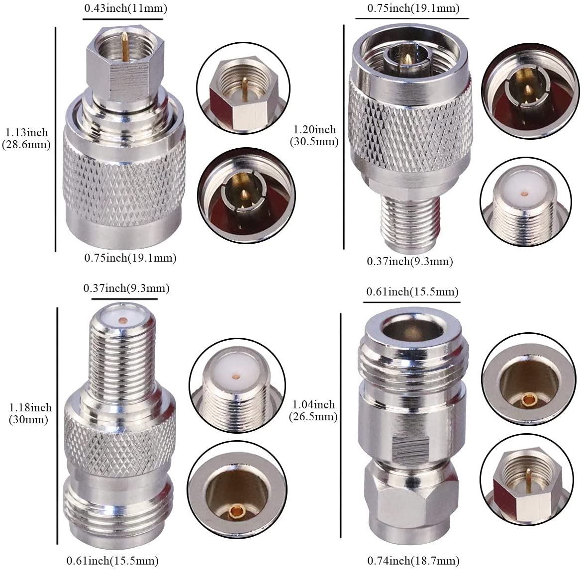 N To F Coax Adapter Kit Male Female Antenna RF Coa Grandado