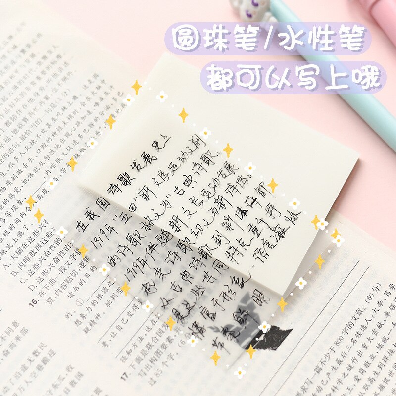 50sheets Stationery Transparent Post Notes with Strong Stickiness,Tearable Notes, Small Notebooks for Students,Notepads Memo Pad
