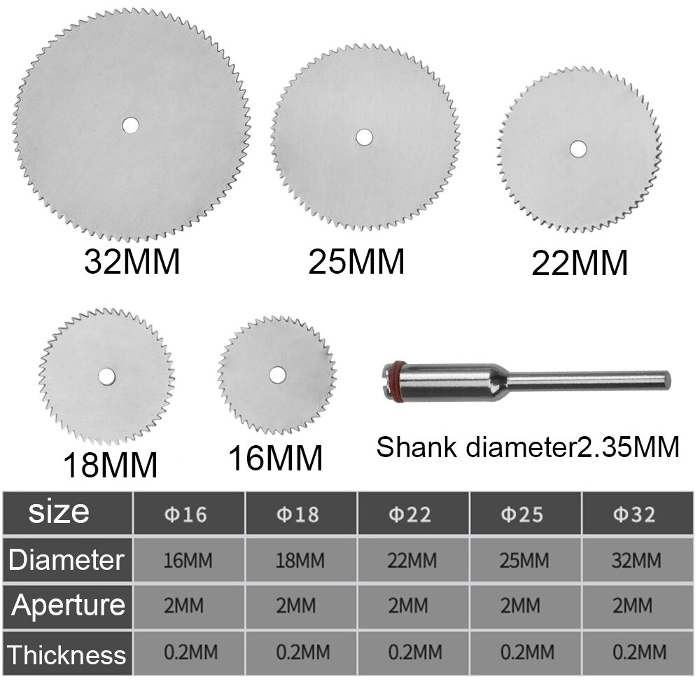 Stainless Steel Slice Metal Mini Circular Saw Blade Set with Mandrel Wood Cutting Disc for Dremel Rotary Tools Wood Cutter Wheel
