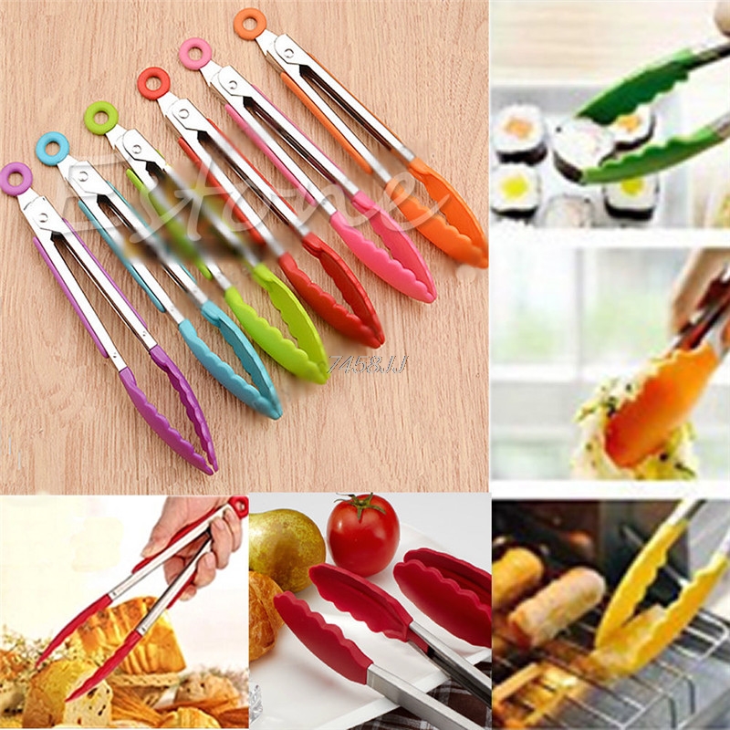 BBQ Tools Barbecue Cooking Tools BBQ Grill Utensils Outdoor Plastic Silicone Stainless Steel Tongs Kitchen Gadgets