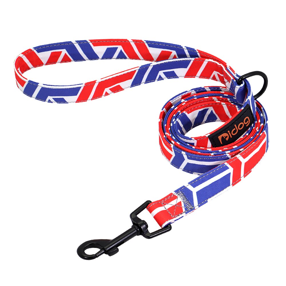 Laisse en Nylon pour chien, 150cm, imprimé coloré, corde de plomb, ceinture pour animaux domestiques, entraînement à la marche, carlin, bouledogue français: 103 BLUE