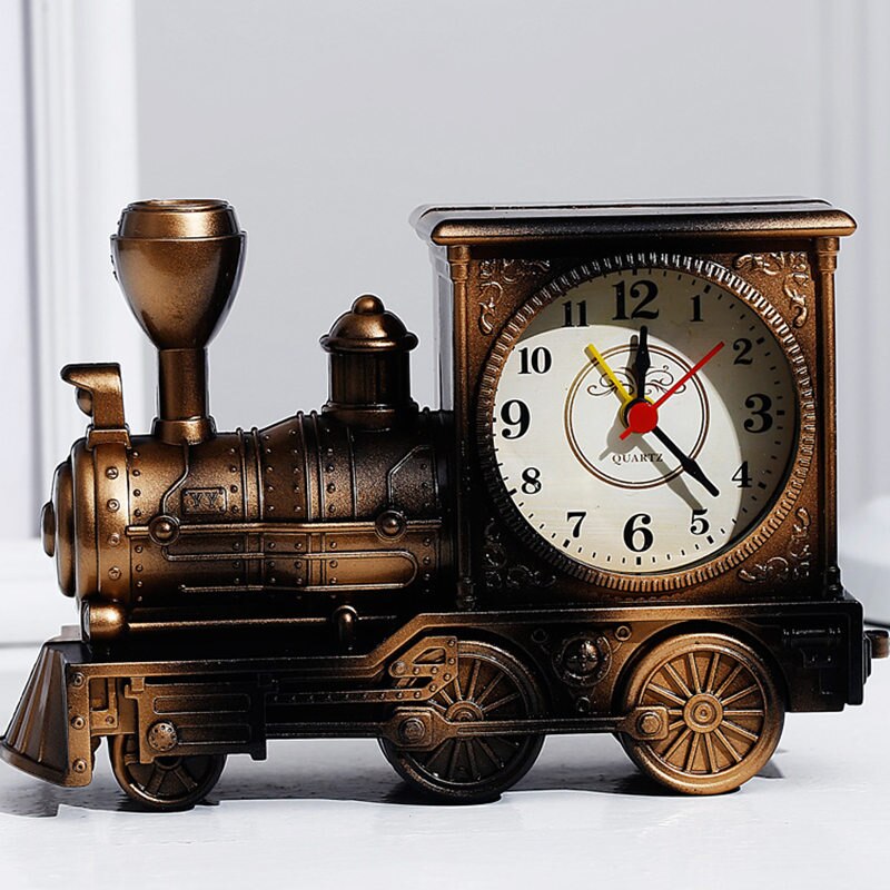 Retro Lokomotive Zug Wecker Stilvolle Persönlichkeit Motor Modell Student Tabelle Decor Uhr Kreative Kinder Student