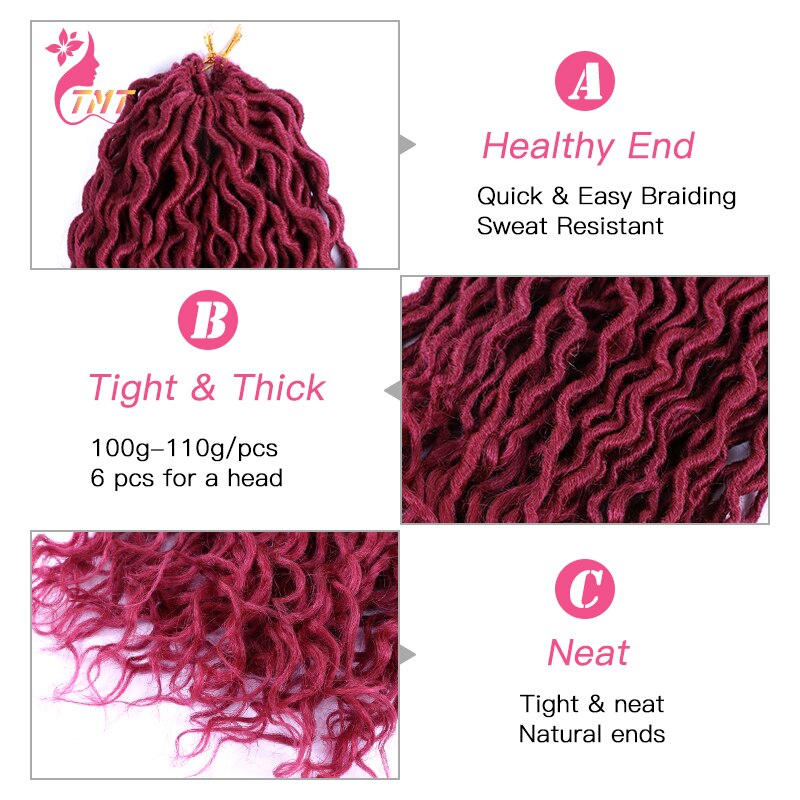 18" Faux Locs Curly Ends Crochet Hair Synthetic River Goddess Locs passion Twist Braiding Hair Extensions Faux Locs Curly Braids