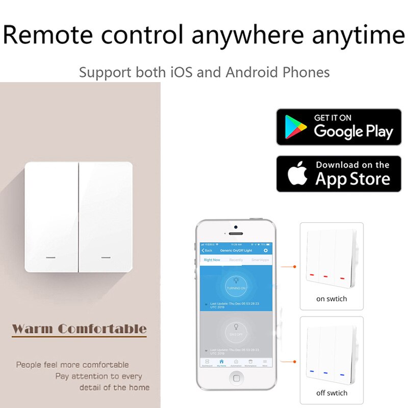 ZigBee Smart Light Switch 10A EU Wall Button Switches Wireless Remote Control Smart Home Works zigbee3.0 hue/b smartthings Alexa