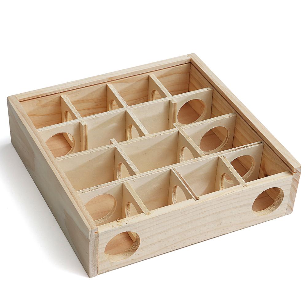 Wood Hamster Maze Toy With Glass Cover Hut House Cage Playground For Small Pet Toys