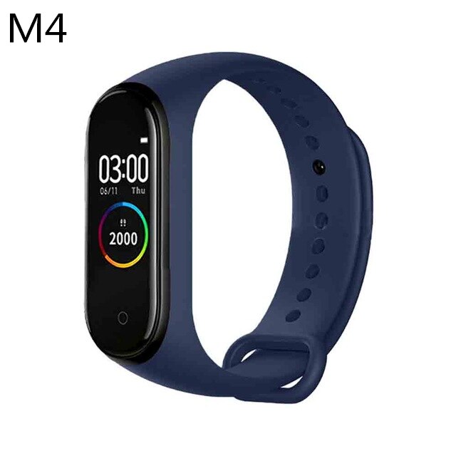 M4 pro banda inteligente termômetro nova banda m4 rastreador de fitness freqüência cardíaca pressão arterial pulseira de fitness relógio inteligente para android ios: M4 Blue