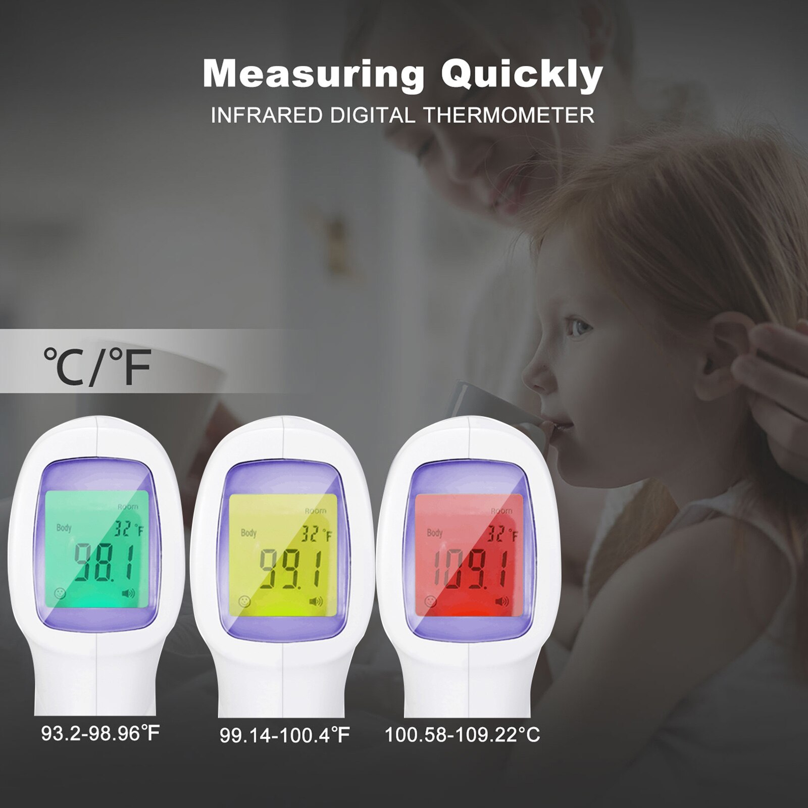 Voorhoofd Thermometer Voor Volwassenen Kids Baby Non Contact Thermometer Infrarood Digitale Temperatuurmeter Met Koorts Alarm