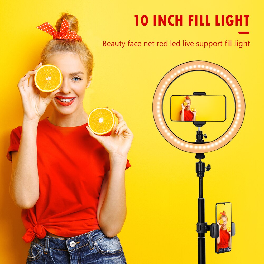 10 "LED Selfie Ring Licht mit Telefon Halfter Schreibtisch Stativ Versenkbare Einbeinstativ für Dimmbare Kamera Telefon Video Foto