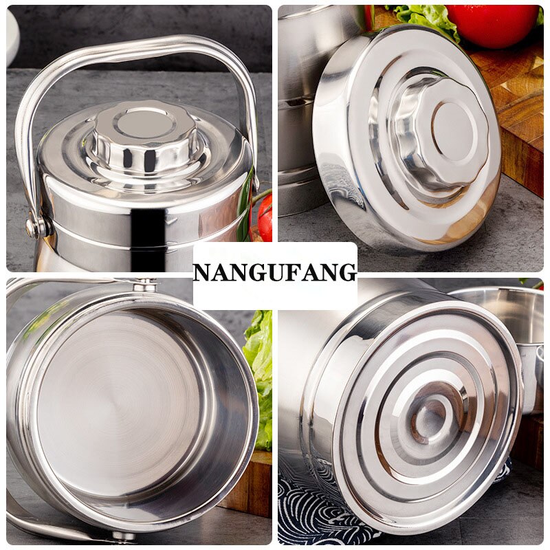 Nanlingwuren Isolatie Lunchbox 1.4L/1.6L Rvs Bentobox Draagbare Voedsel Container Voor Kantoor School Camping Veld