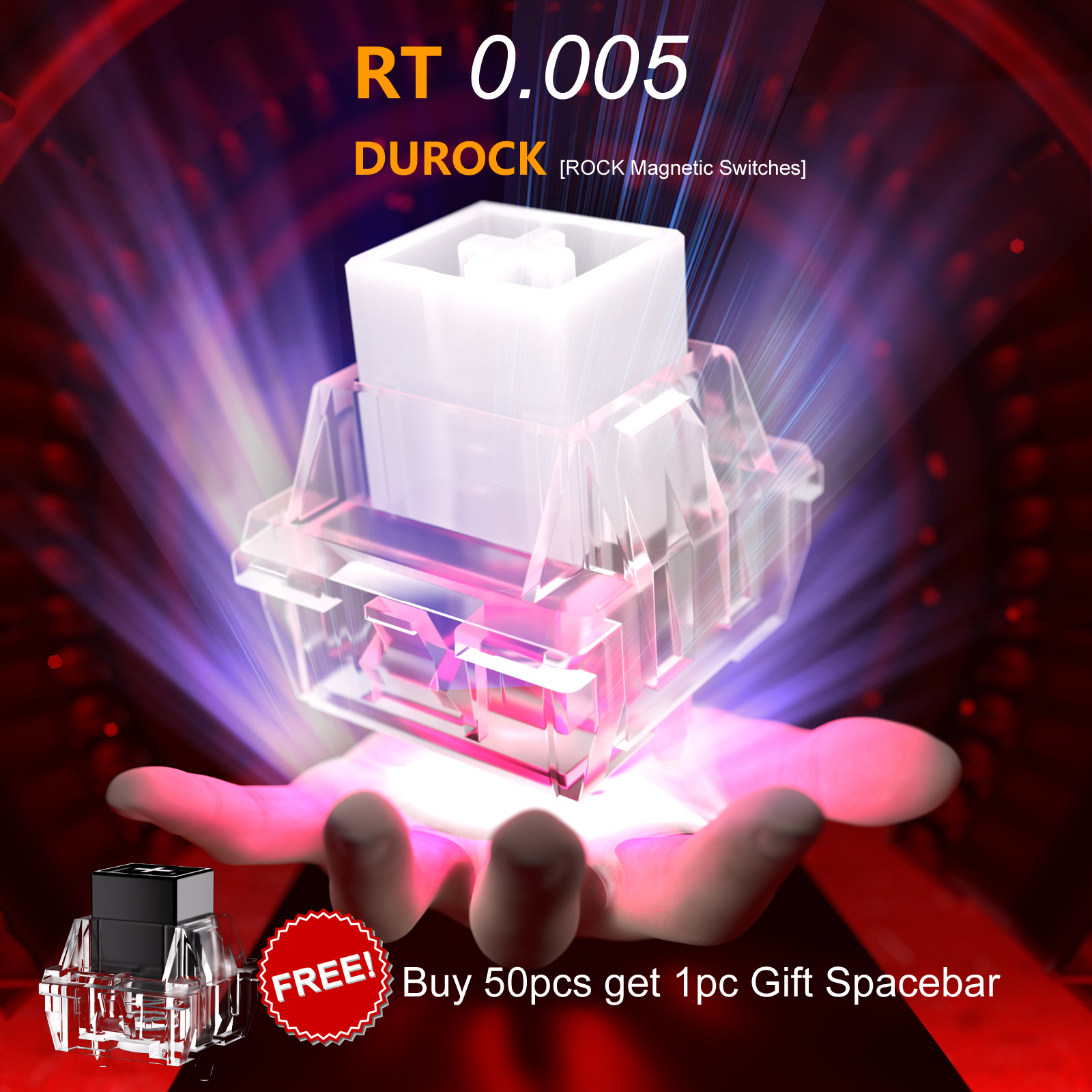 DUROCK ROCK HE Magnetic Switches Ultra High Precision 0.005mm RT Stability 48g RGB Hall Effect Switches for HE Magnetic Keyboard