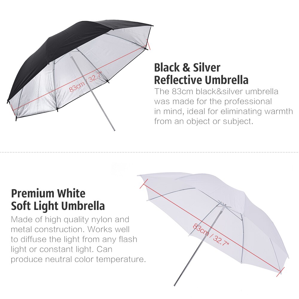 Andoer Kamera Doppel Blitzgerät Schuh Halterung schwenken Weiche Regenschirm Bausatz