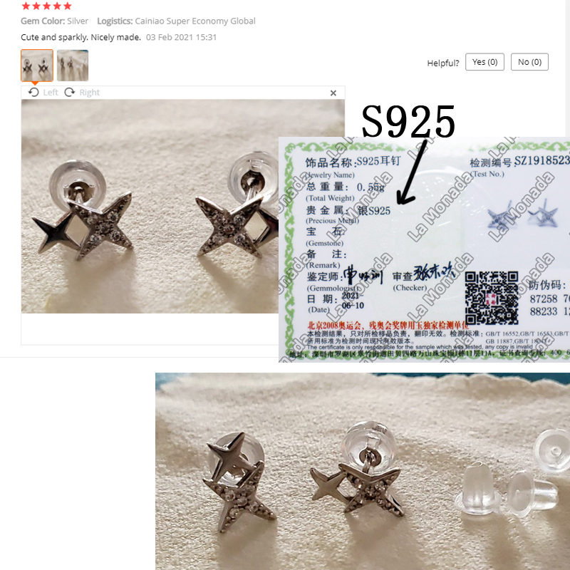La Monada Fine Jewelry Star Stud Earrings 925 Sterling Silver Shine Korean Minimalist 925 Silver Earrings For Women Stud Grils