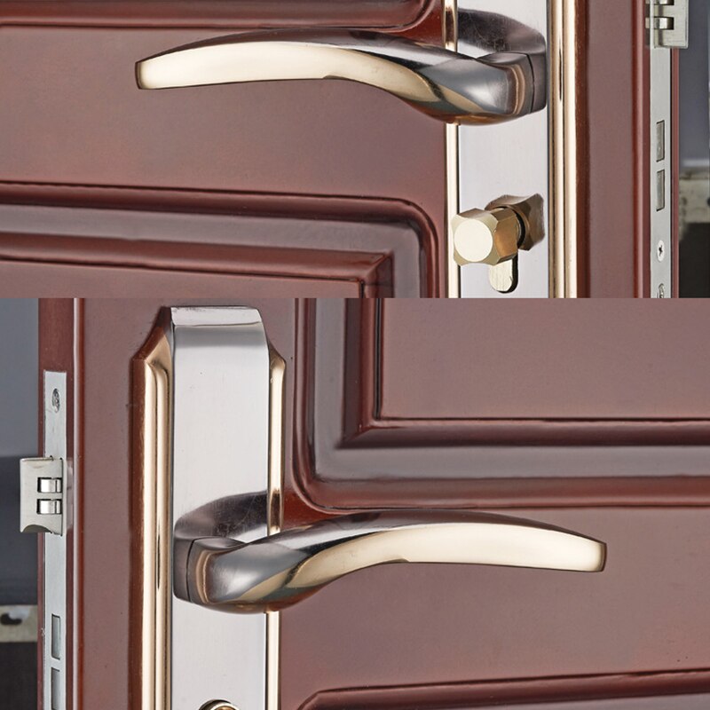 1Set Solid Space Aluminum Door Handle Lock Continental Bedroom Minimalist Interior Door Lock Cylinder Security Locks DIY Tools