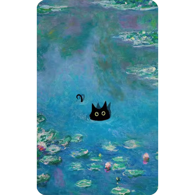 Funny Art Matisse Monet Black Cat Van Gogh Refrigerator Magnet,suitable for Home Kitchen,refrigerator Wall Door,officedecoration: Navy Blue