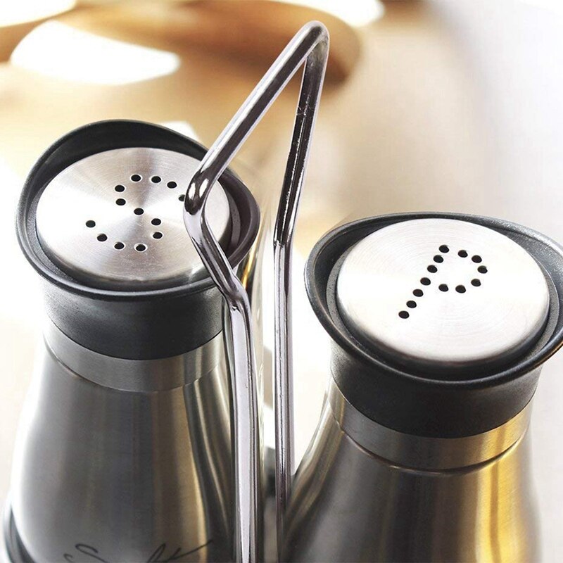 Zout En Peper Shakers Set-Hoogwaardig Roestvrij Staal Met Glazen Bodem En 4 Inch Stand - 4 Inch X 6 Inch X 2 Inch, 4 Oz.