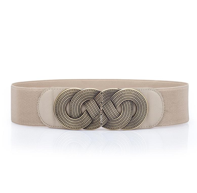 Vintage Cumberbanden Brede Riem Punk Gesp Gewicht Metaallegering Gespen Elastische Tailleband Buikband Voor Vrouwen Meisje Jurk: beige color