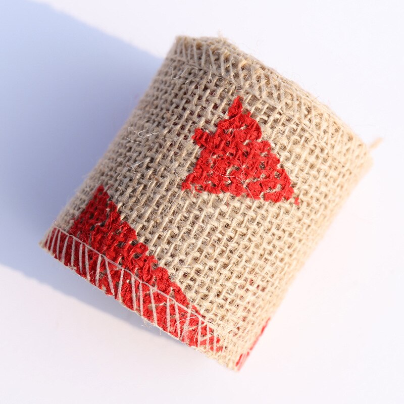 2 yards / rulle 60 mmdiy bomull och linne band handgjord jul bröllop klass hantverk spetsrulle utskrift band säckväv rulle: 3