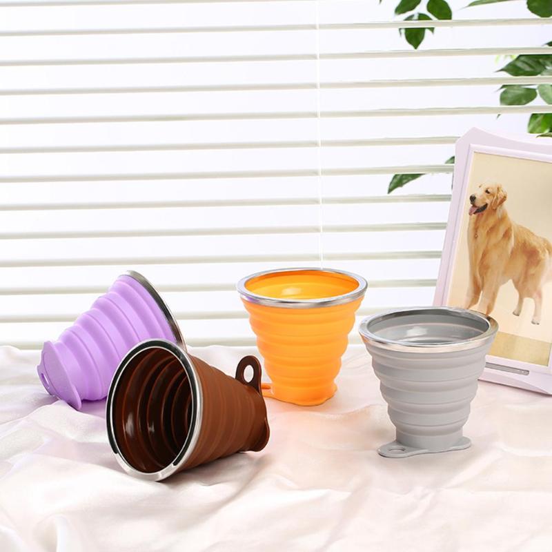 270mL Portatile Pieghevole Del Silicone Tazza di Corsa Esterna di Campeggio di Picnic Retrattile Ultra-sottile Tazza di Bere Pieghevole Tazze di Acqua