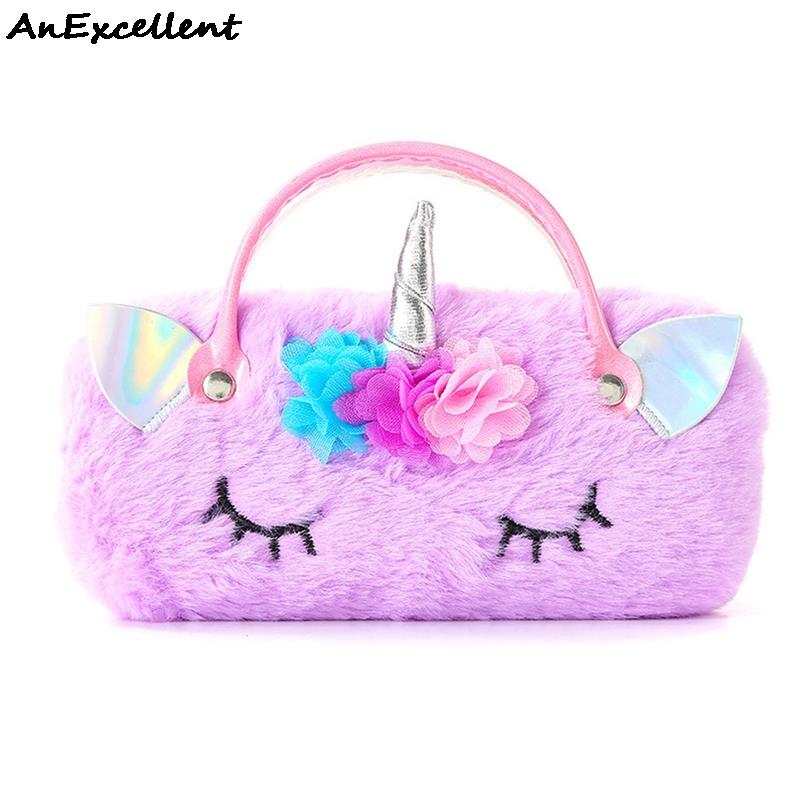 Kawaii – boîte à lunettes licorne, portable, mignon, Animal de dessin animé, pour filles, enfants, étui à lunettes, , papeterie scolaire: H03