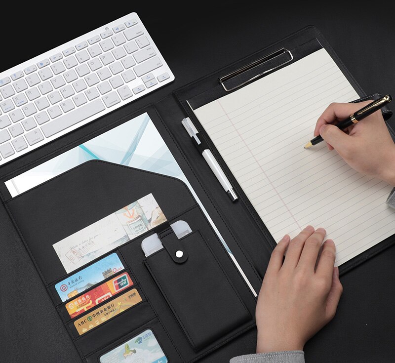 high-level A4 filing folder for documents business contract conference folder holder with notepad paper clip mobile pocket 1314A