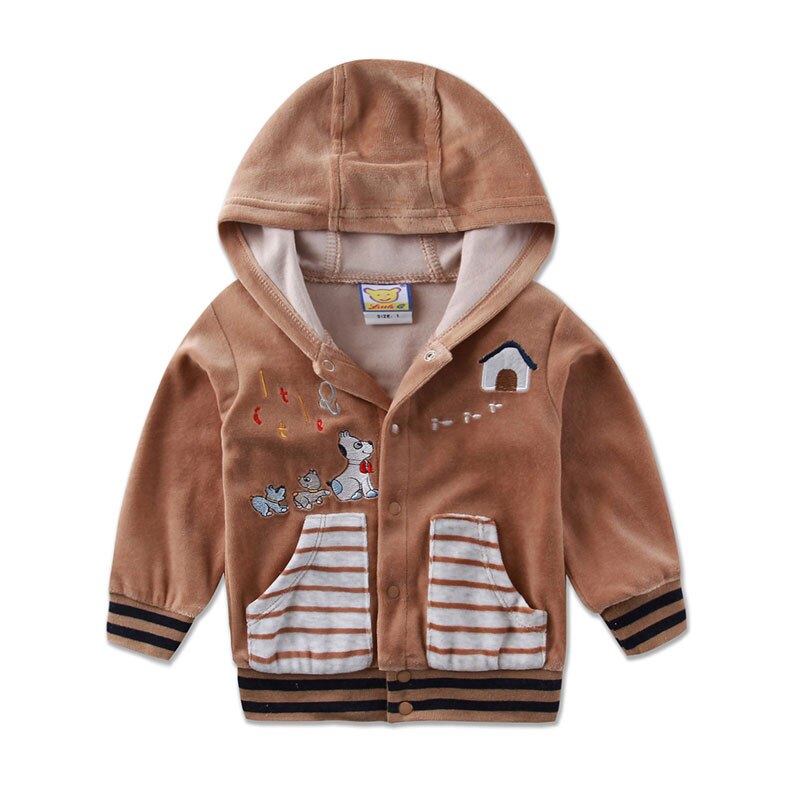 Kinderen Kleding Zomer en Herfst Lange Mouwen Hooded Jongens en Meisjes Knop Jas Little Q Mode Kleding: Bruin / 2T