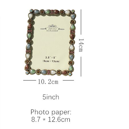 Painted Metal Diamond Photo Frame Wedding Photos Picture Frame European Style Luxurious Portrait Frame: 5 inch