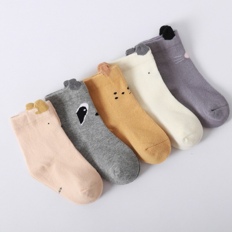 Newborn Baby Warm Kids Socks Autumn Winter Cute Toddlers Boys Girls Long Knee High Animals Child Socks 0-2 Yeas: 5 pair 1 / S 1-2yeas