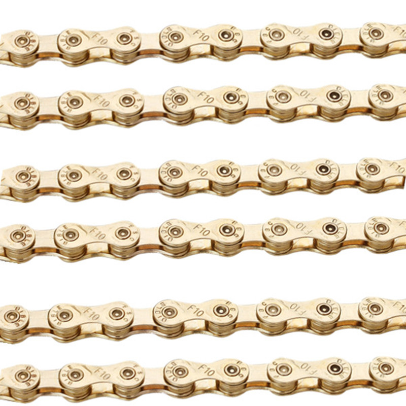 MTB Mountain Bike Road Bicycle 6/7/8/9/10 Speed Chain Gold Compatible for Bicycle Parts 24/27/30 Speed Chains