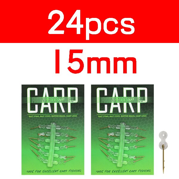 Cebo de Metal para pesca de carpa, Pin de espiga para aparejo de pelo con topes de goma transparente, alimentador de carpas para pesca, accesorio de aparejos: 24pcs in 2 cardS L