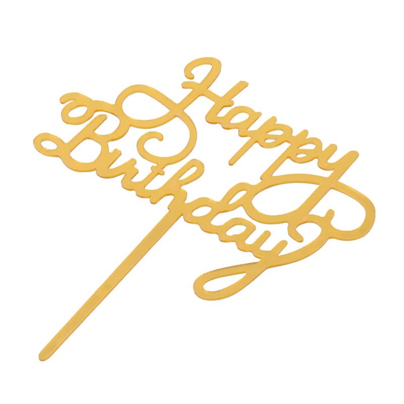 Decoración Para tarta de cumpleaños, 10 Uds., Topper para tarta de feliz cumpleaños, cartel para Oro Acrílico, pastel, Cupcake, decoración para pastel de cumpleaños
