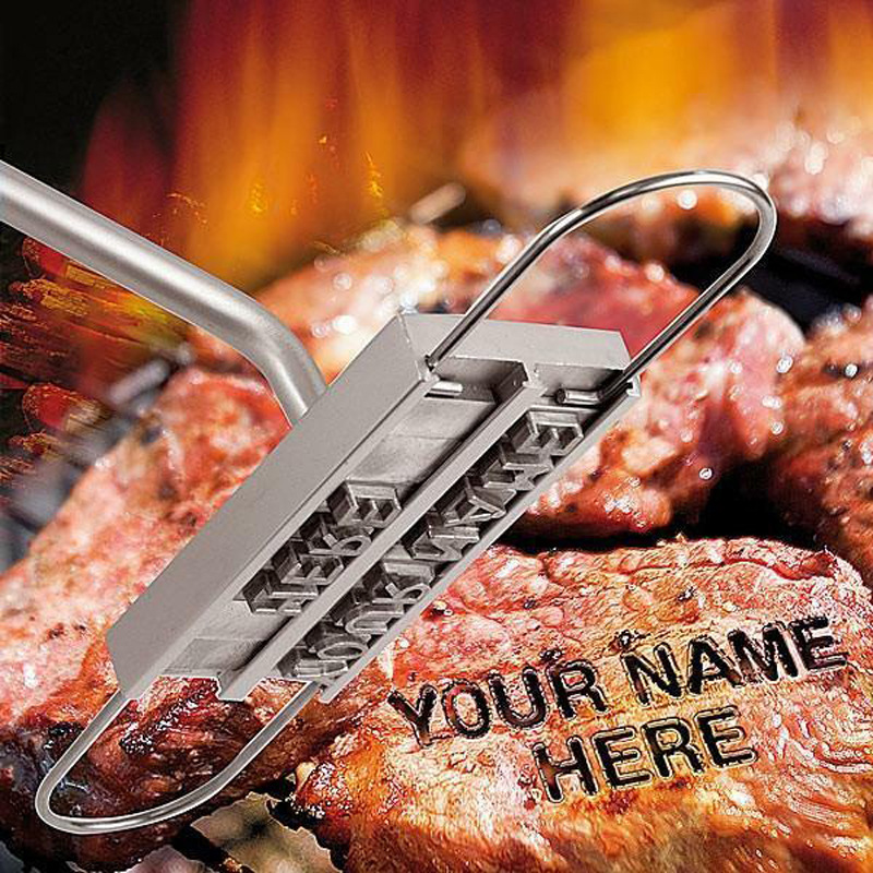 BBQ ferro da stiro 55 lettere barbecue fai-da-te lettera stampata BBQ bistecca strumento carne griglia forchette accessori per utensili da barbecue roba da cucina