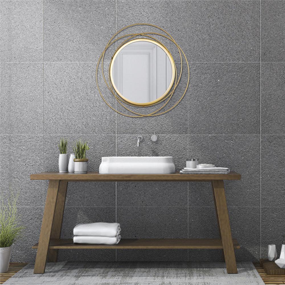 Classic Hanging Wall Mirror Geometric Durable Metal Frame Wall Mount Mirror For Party Wedding Bathrooms Bathroom Decor