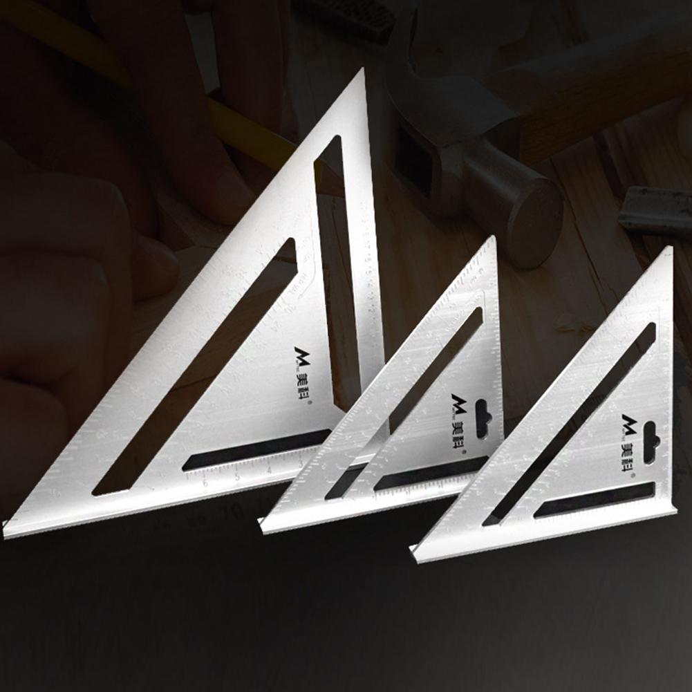 Triangular Ruler 7/12 inch Metric Aluminum Alloy Triangular Measuring Ruler Woodwork Speed Square Triangle Angle Protractor