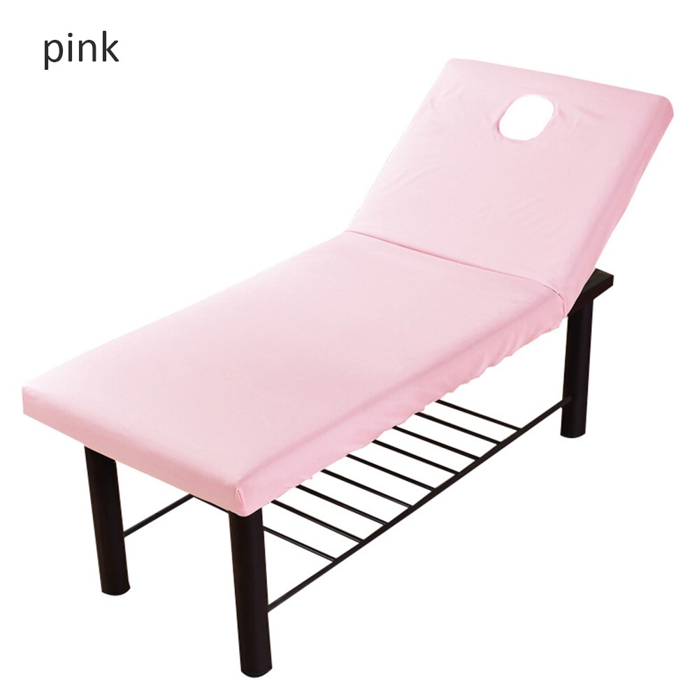 Professionele Cosmetische Salon Lakens Massage Laken Effen Couch Voorschip Gat Polyester Elastische Alle-Ronde Wrap: Roze