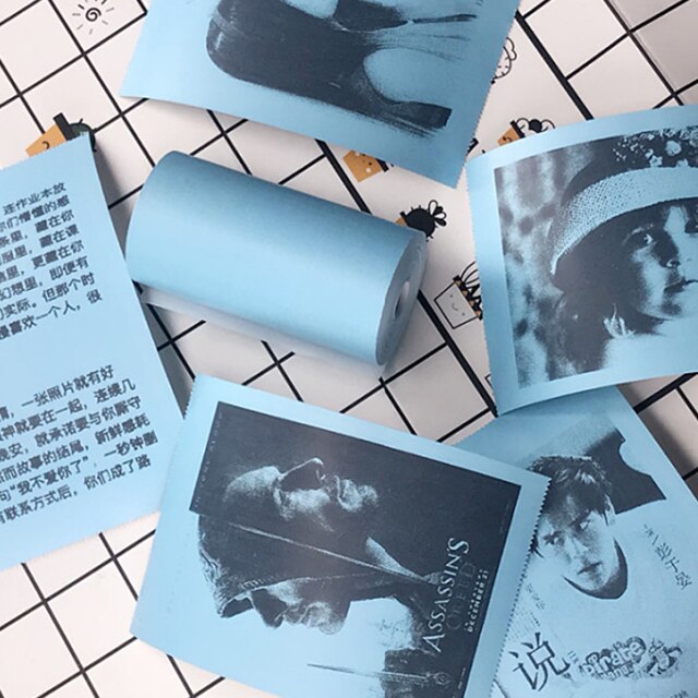 Printable Sticker Paper Roll Self-Adhesive Thermal Paper for PeriPage A6 Thermal Printer PAPERANG P1/P2 Mini Photo Printer: Blue