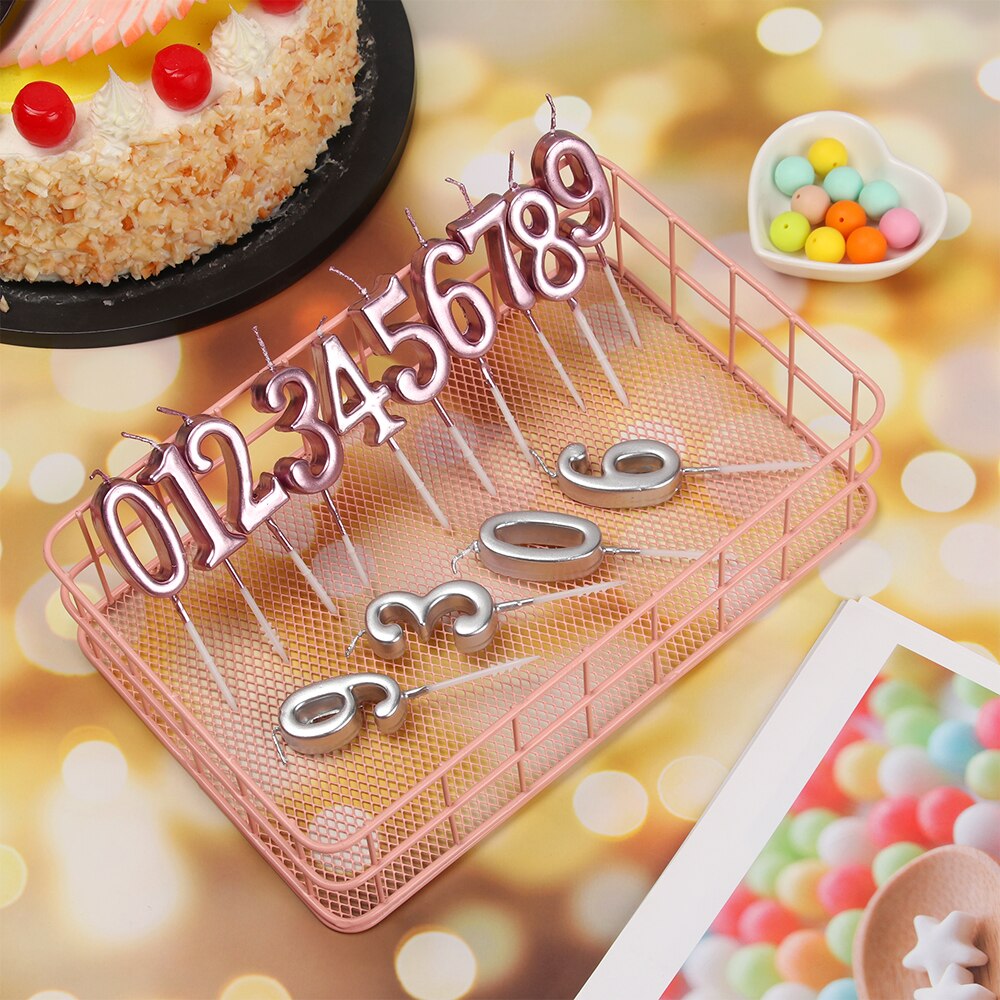 Rose Gold Happy Birthday Number Cake Candles 0 1 2 3 4 5 6 7 8 9 Cake Topper Kids Girls Boys Bar Baby Party Supplies Decoration