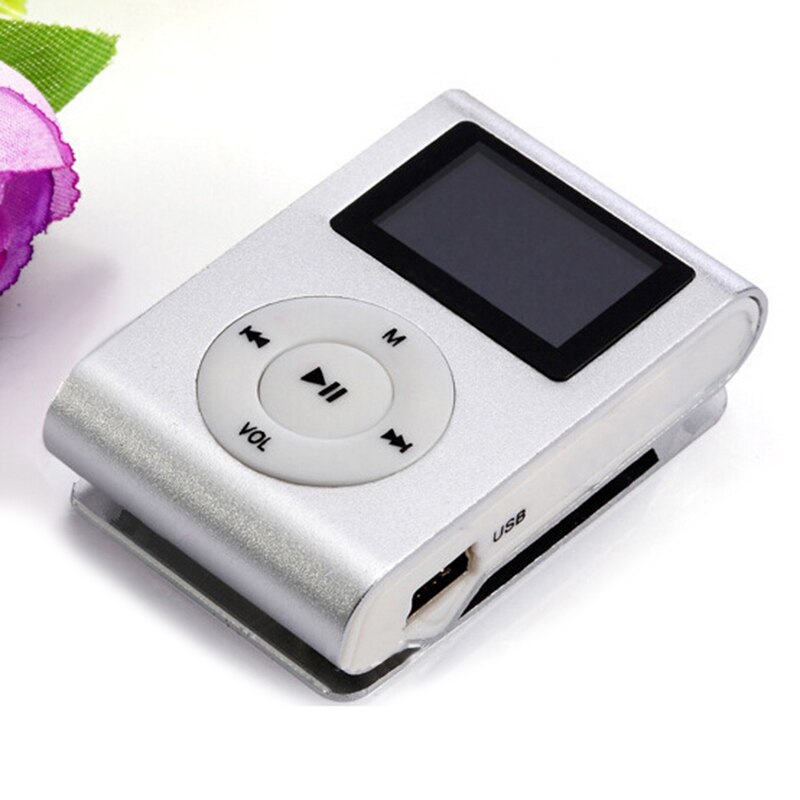 Mini Clip Music Player 3.5mm Stereo Jack Portable Waterproof Sport MetalMP3 Support Micro SD TF Card: Silver
