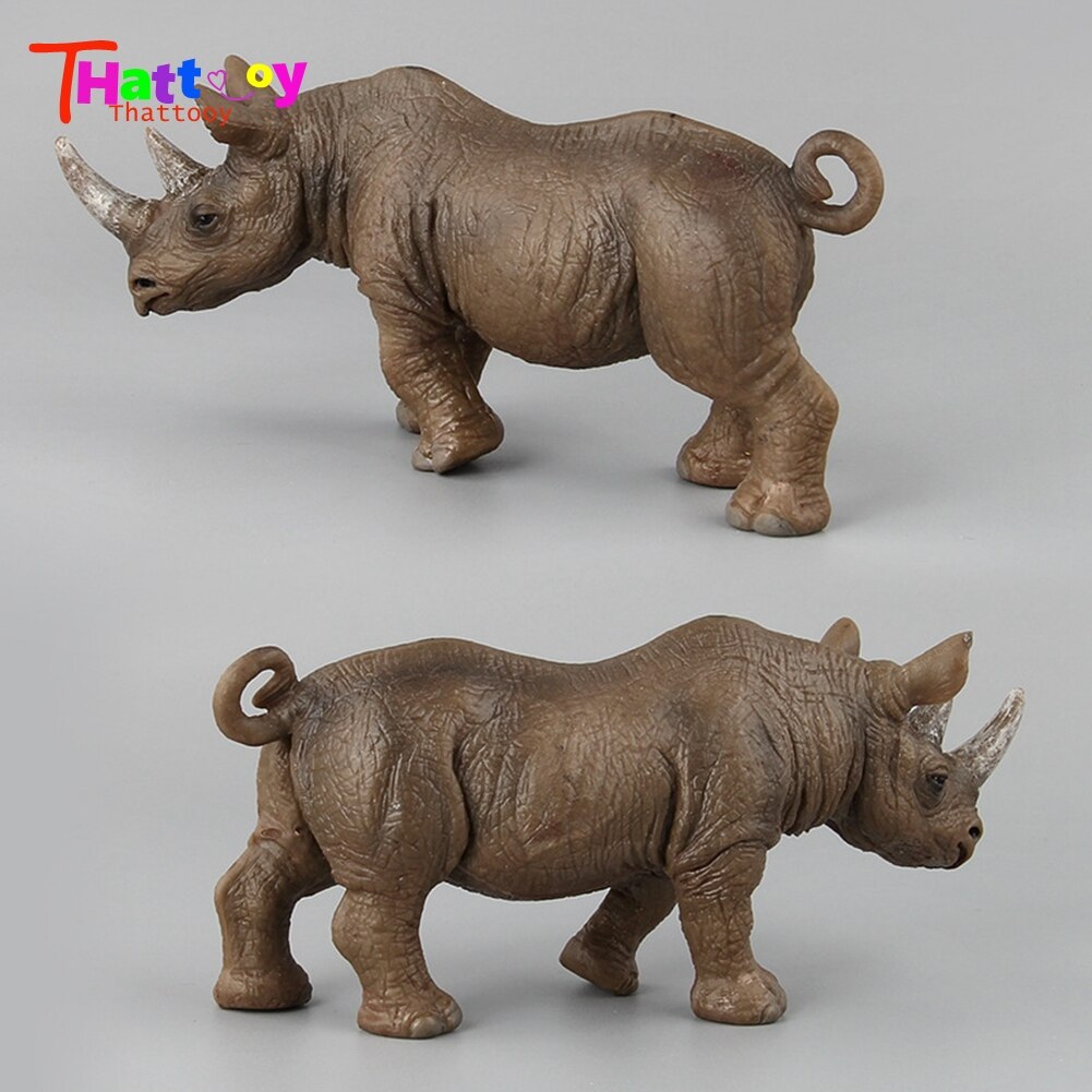 Classic Toys Solid Safari Rhinoceros Forest Animal Model Toys 3 Piece Set For Children's Best