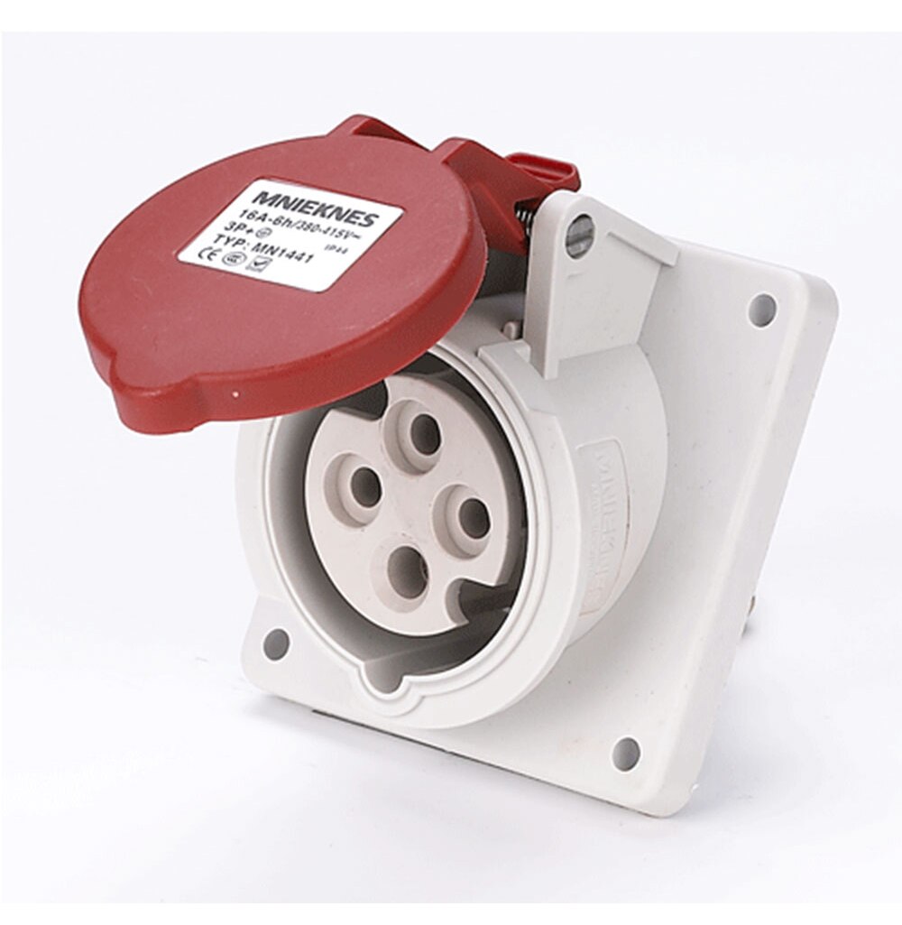 Industrial Socket Angle 45° 16A 32A 63A 3 pin 4 pin 5 pin ip44 Panel Mounted Socket NON -Waterproof 220V 380V 415V