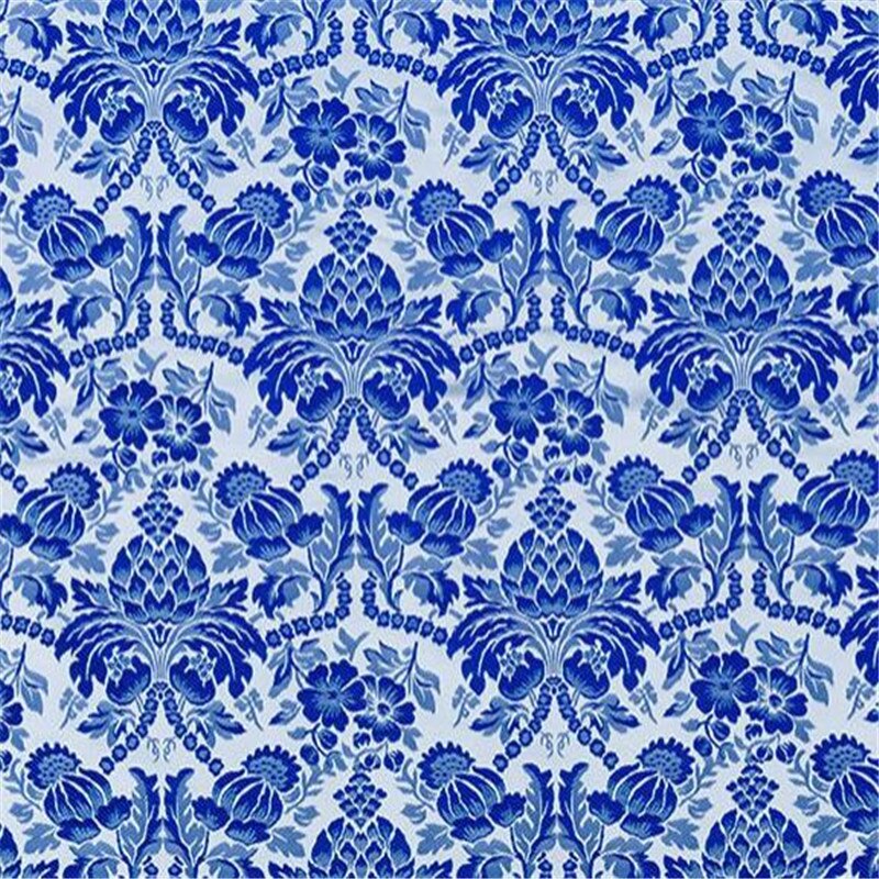 75 x 100cm blå og hvide porcelæn mønster brokade polyester jacquard stoffer til porcelænstøj
