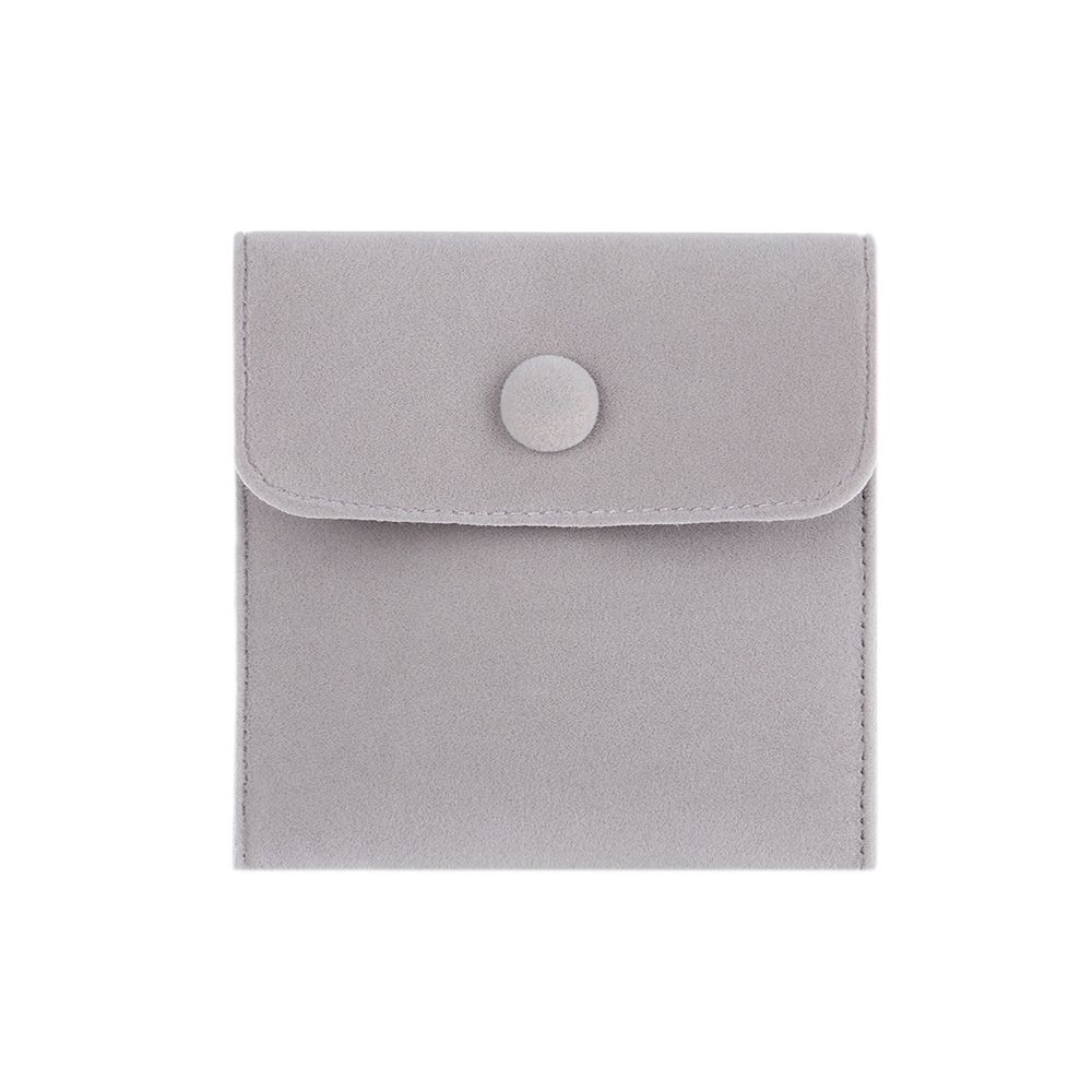 Fløyels smykker emballasje pose snap oppbevaringspose armbånd halskjede veske bærbar støvbeskytter innpakningsveske: Grå / 9.5 x 9.5cm