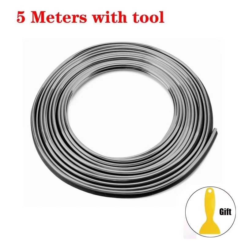 Moldura Universal para decoración de coche, tiras flexibles, molduras interiores para coche, embellecedor de cubierta para salpicadero, puerta, estilo de coche, 5M: Plata