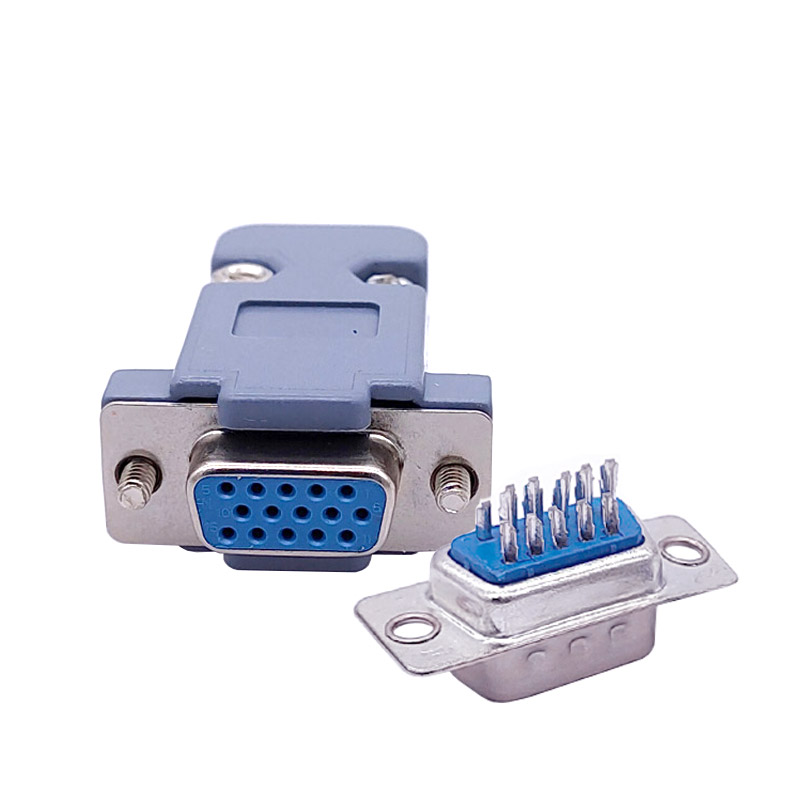 Db15 d type vga stik datastik 2/3 række 15 pin port stik adapter hun han  dp15: Hun sølvfarvet 3p
