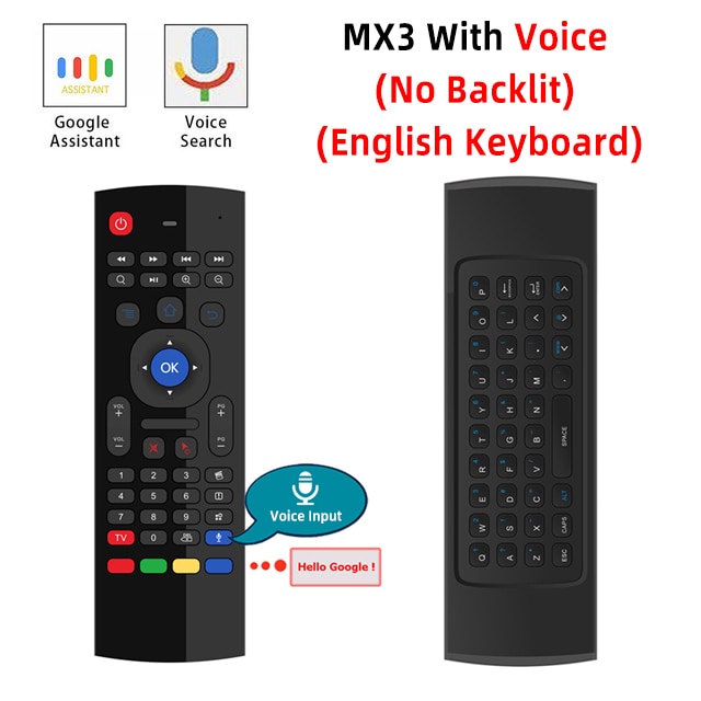 MX3 MX3-L Backlit Air Mouse Universal Smart Voice Remote Control 2.4G RF Wireless Keyboard for Android tv box H96 Max X96 mini: EN mic no backlit