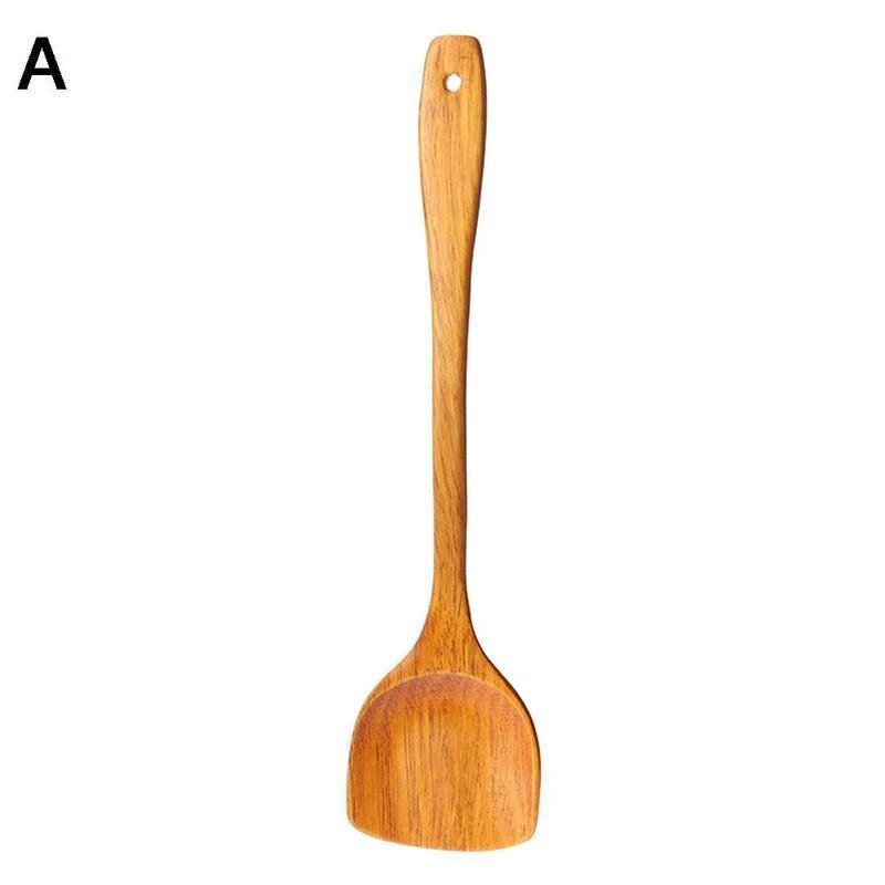 1pc köksredskap köksredskap non-stick hand wok spade långt handtag trä matlagning ris spatel skopa köksredskap tillgång: A