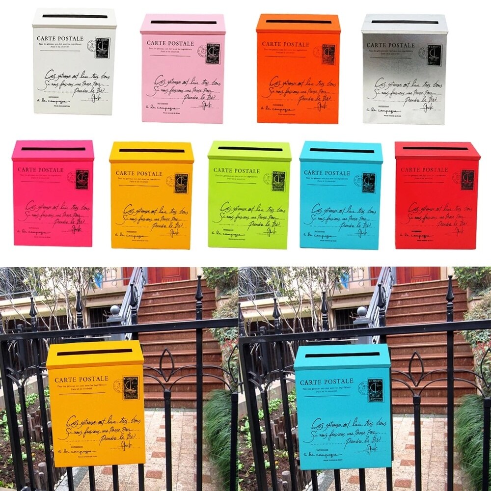 Mail Box Outdoor Vintage Villa Town Galvanized Iron Post Letterbox Postbox Newspaper Magazines Holder Box Catcher Guard