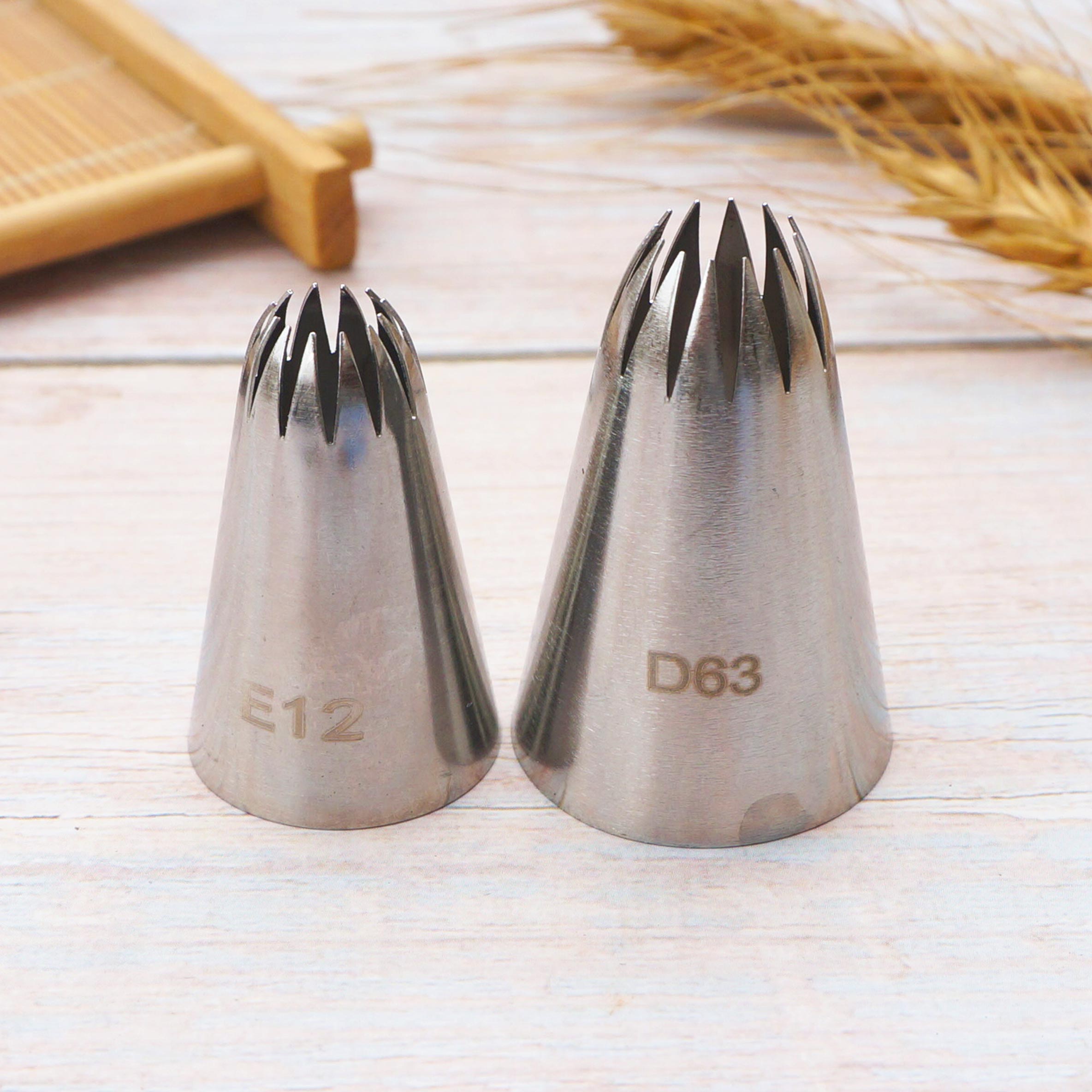 #E12 D63 Close Star Cake Decorating Pastry Piping Nozzle Icing Tips Bakeware Kitchen Cookies Tools Stainless Steel: D63 E12