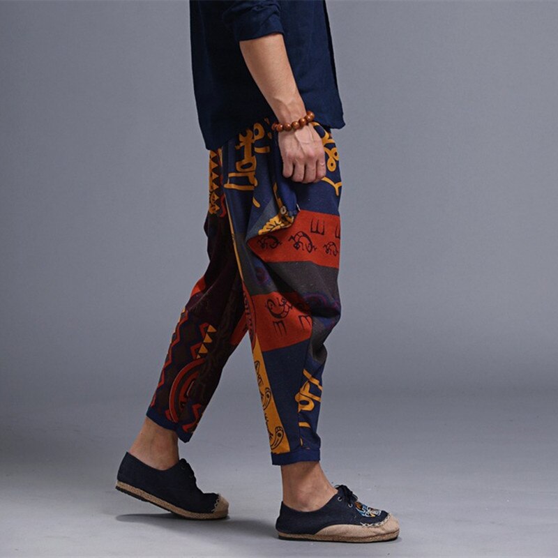 Hip Hop Japanese Streetwar Cotton Linen Harem Pants Men Women Plus Size Wide Leg Trousers Casual Pants Cross-pants